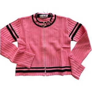 NWT! Young Versace Girls Pink Zip Cardigan, Size 8A